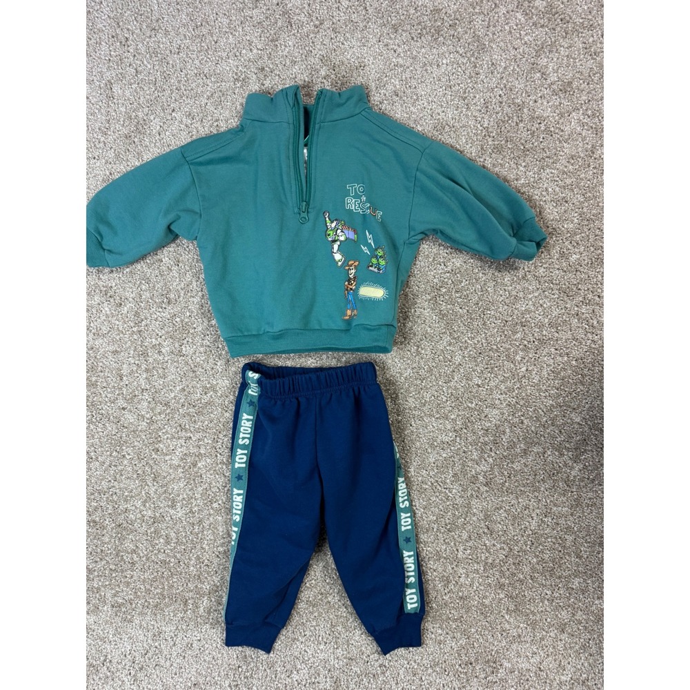 Disney Baby Toy Story Buzz Woody Fleece Sweatshirt and Joggers Set 12M Teal Navy